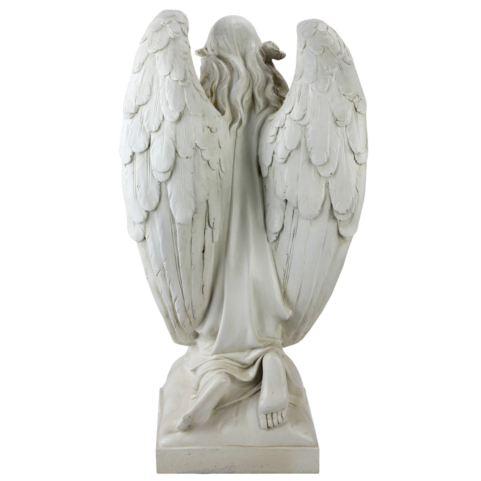 20.25" Ivory Kneeling Angel Outdoor Statue